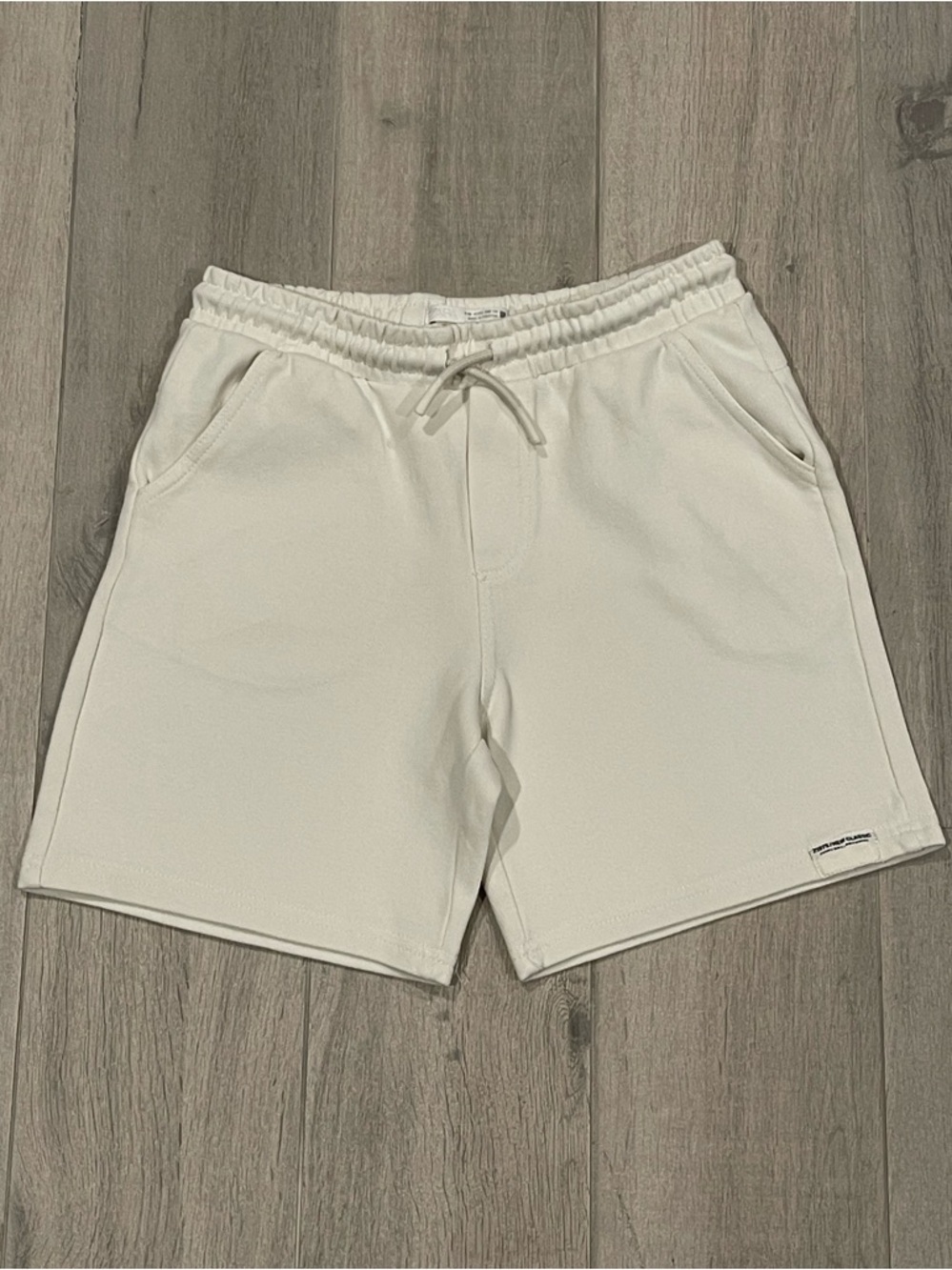ZARA Boys Cream Sweat Shorts Size 9-10 (140 cm) Cotton Drawstring Casual